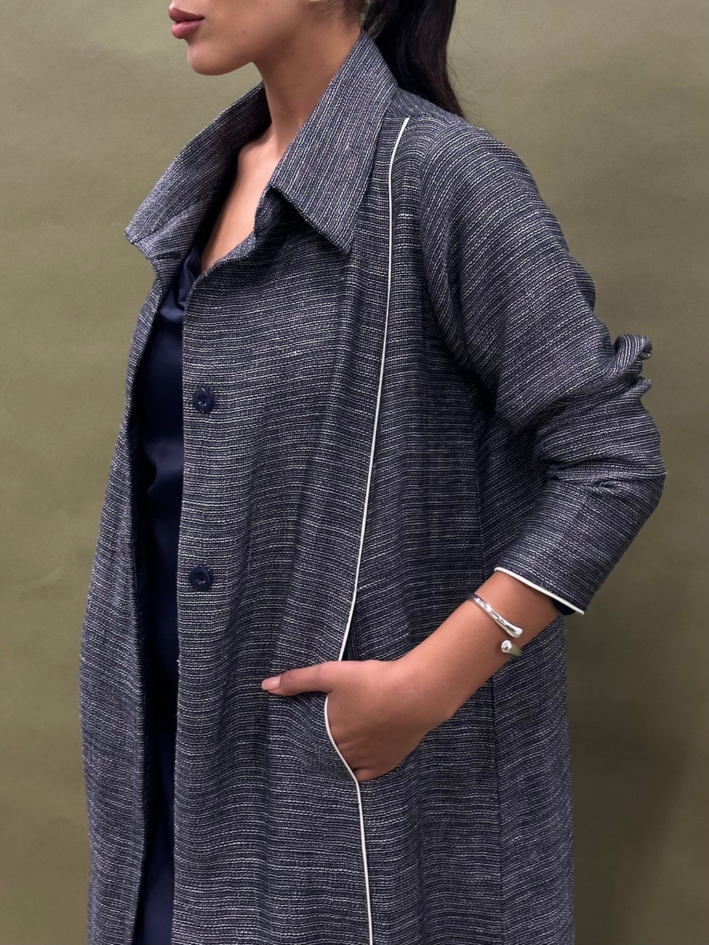 Blue textured linen