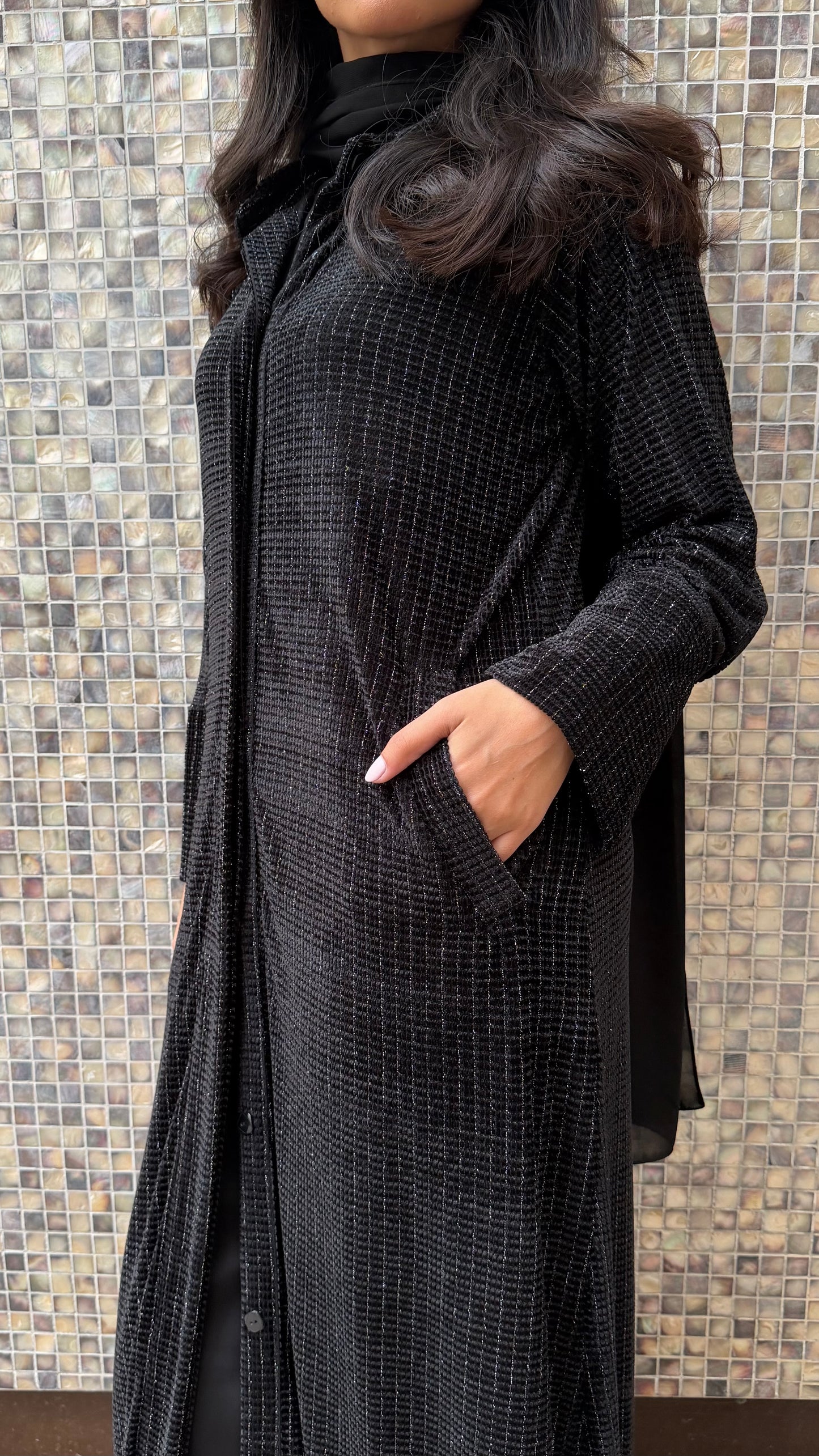 Shinny blouse abaya